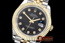 Rolex Datejust II DJ2 41mm Jub Flt YG/SS Black Diams BP A3235 Mo