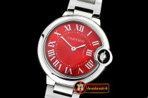 Cartier Balon Bleu Midsize 33mm SS/SS Red Swiss Quartz Mod