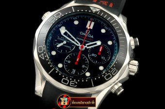 Replica Omega Seamaster Pro 300M Chrono SS/RU Black A-7750