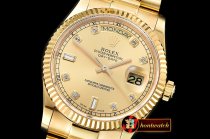 Rolex Daydate 36mm Flt YG/YG Wrap Gold Diam BP Swiss 2836