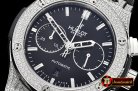Hublot Fusion Bang 45mm Chrono Diams SS/RU Blk A7750 Secs @3