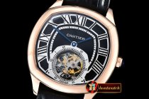 Replica Cartier Drive De Cartier Tourbillon RG/LE Black Tourbill