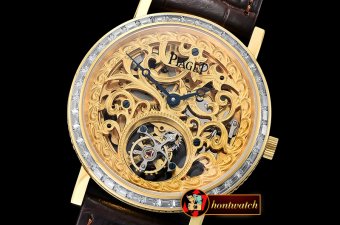 Piaget Altiplano Skeleton Tourb Diams YG/LE Engr Tourbillon