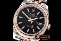 Rolex DateJust 36mm Jub Dome RG/SS Black/Stk BP A2813