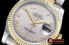Rolex Datejust DJ 36mm Oyst Flt YG/SS Light Grey Roman BP A3135