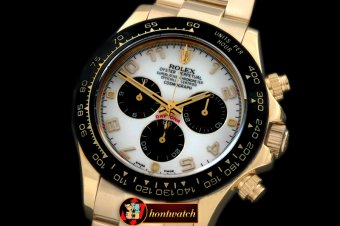 Replica Rolex Daytona 116528 YG/YG White Num A-7750 Sec@6