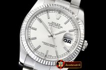 Rolex Datejust Man DJ 36mm Oyst Flt 904L SS/SS Silv Wht/Stk ARF A3135 Mod