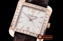 VACH. CONSTANTINE Toledo 1951 Bag. Diams RG/LE White/Stk/Num Miyota 9015