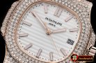 Patek Philippe Nautilus Mens 40mm Diams RG/LE White Sticks V2 MY9015