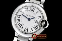 Cartier Balon Bleu Ladies SS/SS White Roman V6F Swiss Qtz