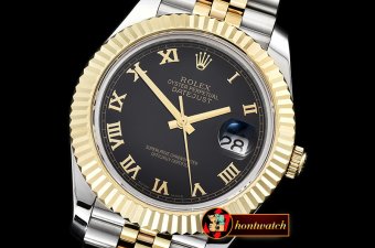 Rolex Datejust II DJ2 41mm Jub Flt YG/SS Black Roman BP A3235