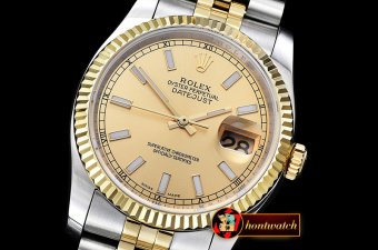 Rolex Datejust DJ 36mm Jub Flt YG/SS Gold Stk BP A3135 Mod