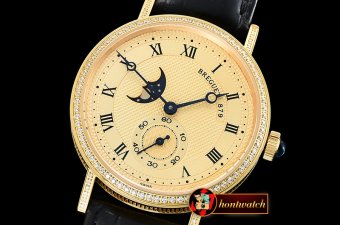BRE083C -Classique MoonPhase Ref.3300 Diam YG/LE Gold MY9015 Mod