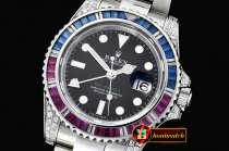 Rolex GMT II Red/Blue Rubies SS/SS Blk BP A3186 Mod