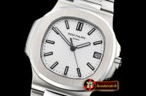Patek Philippe Nautilus Jumbo 5711 SS/SS White/Stk PPF MY9015 Mod