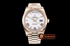 Rolex DayDate 40mm Flt RG/RG Pearl Wht Roman BP Swiss 2836