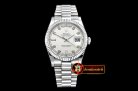 Rolex Daydate 36mm Flt SS/SS Silver Wht Diam BP Swiss 2836