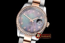 Replica Rolex DateJust Midsize 31mm RG/SS Blk MOP Diam BP Asia 2