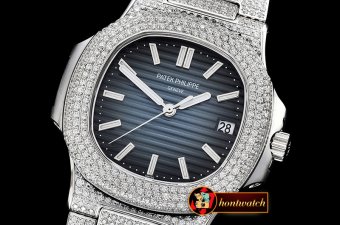 Patek Philippe Nautilus Mens 40mm Diams SS/SS Blue Sticks MY9015 Mod
