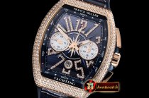 Franck Muller Vanguard Chronograph 44mm Diams RG/LE/RU Blue Asia 7750