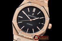 Audemars Piguet Royal Oak 15400 Frosted RG/RG Black Asia 21J Mod 3120