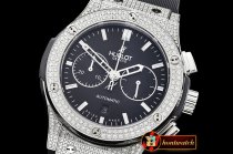 Hublot Fusion Bang 45mm Chrono Diams SS/RU Blk A7750 Secs @3