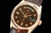 Replica Rolex DayDate Fluted Brown Diam RG/LE Asian 2813
