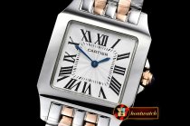 Cartier Santos Demoiselle Mens RG/SS White Swiss Quartz