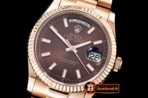 Rolex Daydate 36mm Flt RG/RG Brown Thick Stk BP Swiss 2836
