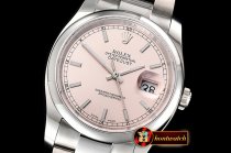 Rolex DateJust 36mm Oyst Dm 904L SS/SS Pink/Stk GMF SA3135