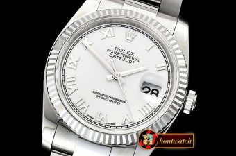 Rolex Datejust Man DJ 36mm Oyst Fluted SS/SS Wht Roman ARF A3135