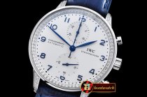 IWC Portuguese Chrono Diam SS/LE Wht/Blue ZF A79350 Mod