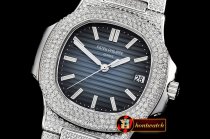 Patek Philippe Nautilus Mens 40mm Diams SS/SS Blue Sticks MY9015 Mod