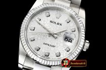 Rolex Datejust Man DJ 36mm Oyst Fluted SS/SS Silver Anniv Diam DJF A3135