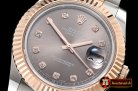 Rolex DJ2 41mm Oyst Flt RG/SS Dark Grey Diams BP A3136 Mod