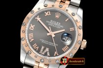 Rolex Datejust Midsize 31mm Diam Bez RG/SS Grey Diam BP A2836