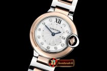 Cartier Balon Bleu Ladies 28mm RG/SS Wht Diam V6F Swiss Quartz