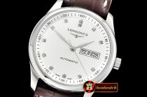 Longines Master Collection DayDate SS/LE LGF White/Diams A2836