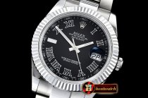 Rolex Datejust II DJ2 41mm Oyt Flt SS/SS Black Roman BP Asia 2813