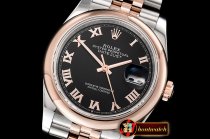 Rolex DateJust 36mm Jub Dome RG/SS Black/Rmn BP A2813