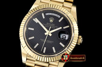 RDD0196B - DayDate 228206 YG/YG Black Stick BP Swiss 2836