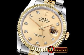 Rolex Datejust Man DJ 36mm Jub Flt YG/SS Gold Diams BP A3135 Mod
