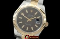 R2DJ0187G - SS/YG Oyster Fluted Grey Sticks Asian Eta 2836-2