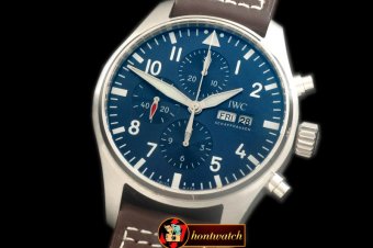 IWC0287 - 3777 LPP Pilot Chrono SS/LE Black 7750