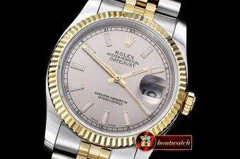 Rolex Datejust DJ 36mm Jub Flt YG/SS Light Grey Stk BP A3135 Mod