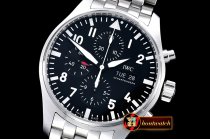 Replica IWC Pilot Chronograph Ref.3777 SS/SS Black V6F A7750