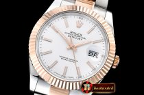 Rolex Datejust DJ2 41mm Oyt Flt RG/SS White/Stk BP Asia 2813