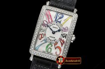 Franck Muller Long Island Ld 952QZ DIAM/SS/LE (Blk) Wht GF Swiss Qtz