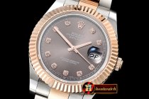 Rolex DJ2 41mm Oyst Flt RG/SS Dark Grey Diams BP A3136 Mod