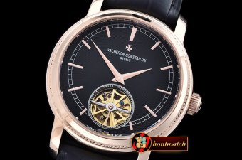 VACH. CONSTANTINE Patrimony Tourbillon RG/LE Black Asia 21J Faux